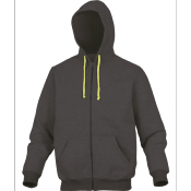 VESTE A CAPUCHE GRIS JAUNE