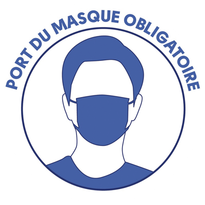 PACK DE 5 STICKERS RONDS PORT DU MASQUE OBLIGATOIRE